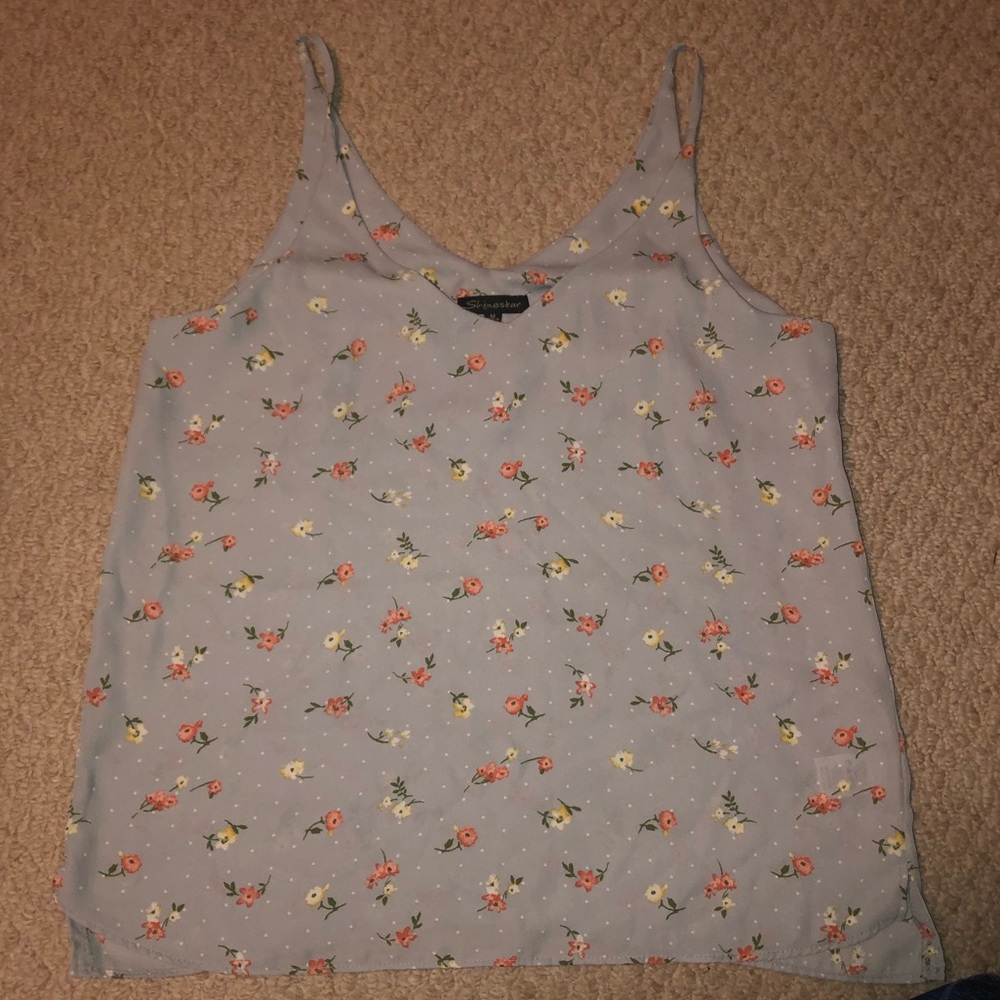 Shine star floral tank blouse